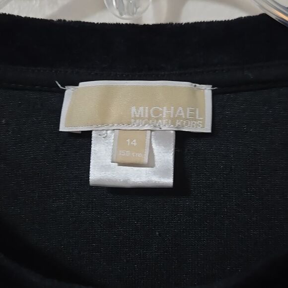 Michael Kors Velour Top Black Embellished HOLIDAY Size 14 TAYLOR SWIFT Goth - Picture 4 of 7